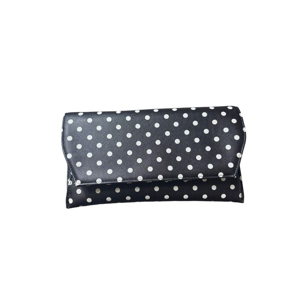 Talbots Brown and White Polka Dot Envelope Purse 6"x10"